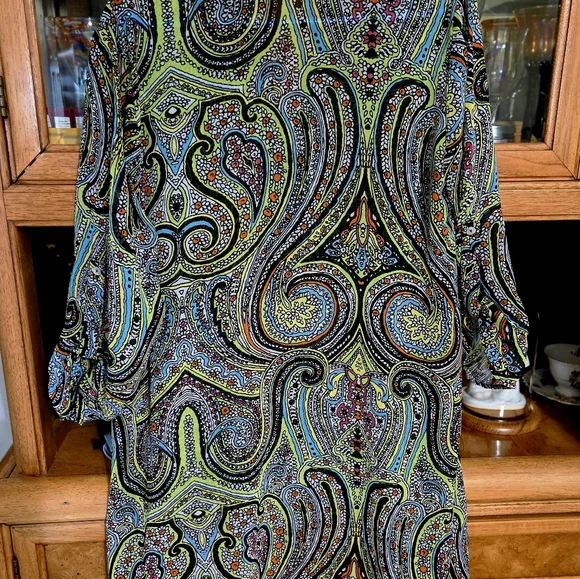 Cha Cha Vente Multicolor Patterned Blouse/Cover-up Sz XL - Picture 4 of 4